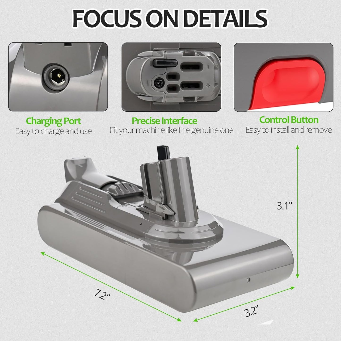 Kit de remplacement de batterie EVARY 8,0 Ah pour Dyson V11 Click-in Battery et filtre