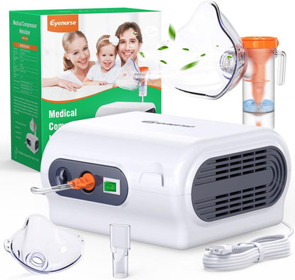 Eyenurse Inhalator Nebulizer Vernebler, Kompressorvernebler mit Mundstück, 2 Masken und Schläuchen