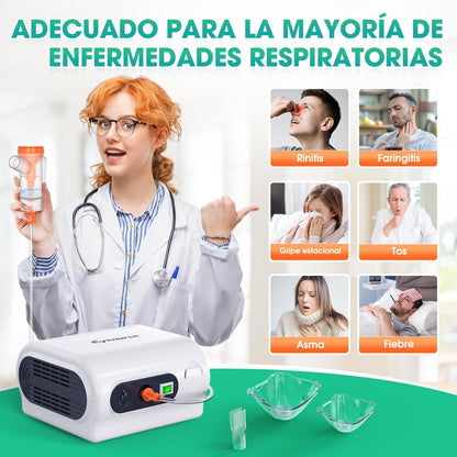 Eyenurse Inhalator Nebulizer Vernebler, Kompressorvernebler mit Mundstück, 2 Masken und Schläuchen