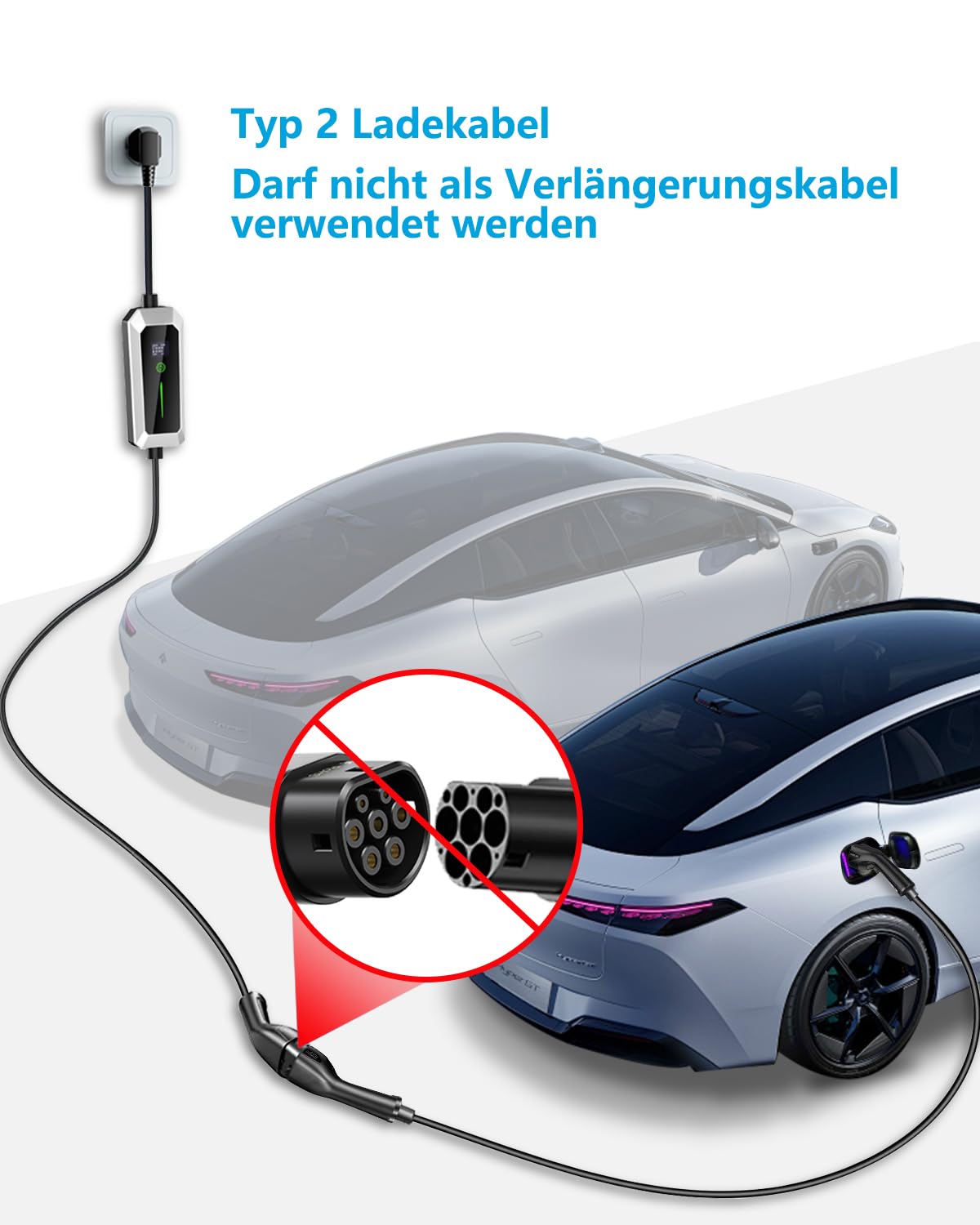 EzGoGo Typ 2 Ladekabel, 22 kW / 32A / 3-Phasig / 5 Meter/Modus 3, Typ 2 EV