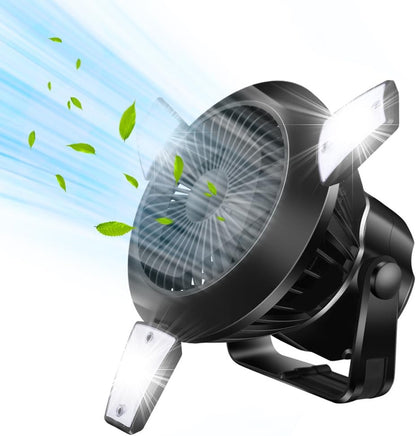 FARYODI Camping Ventilator mit LED Laterne - USB Campingventilator