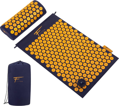 Fitem Akupressur-Set Akupressurmatte Kissen Tasche Massageball (blau-orange)
