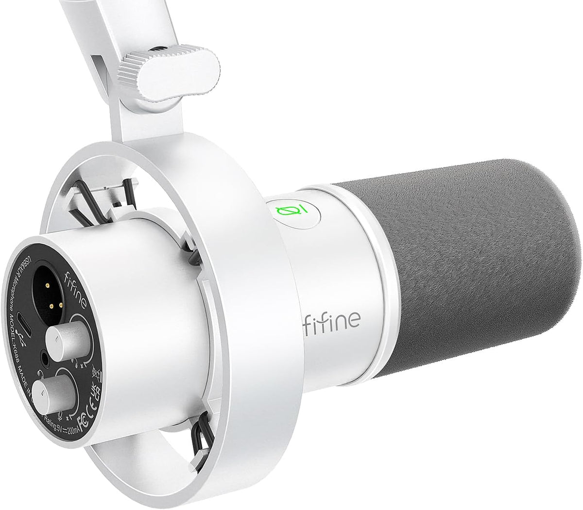 FIFINEK688  Studio XLR Dynamisches Mikrofon, USB PC Podcast Mikrofon Weiß