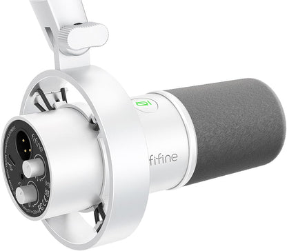 FIFINEK688  Studio XLR Dynamisches Mikrofon, USB PC Podcast Mikrofon Weiß