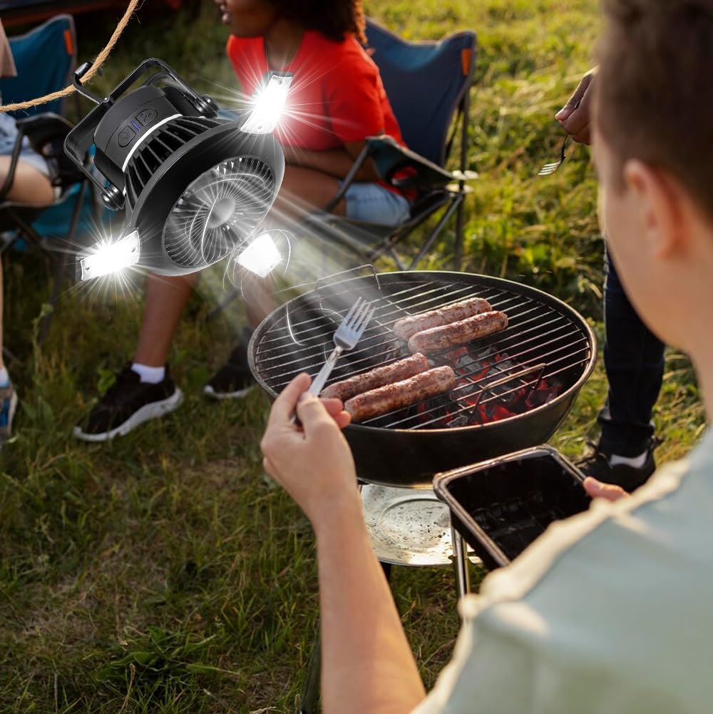 FARYODI Camping Ventilator mit LED Laterne - USB Campingventilator