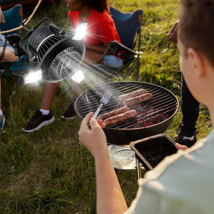 FARYODI Camping Ventilator mit LED Laterne - USB Campingventilator