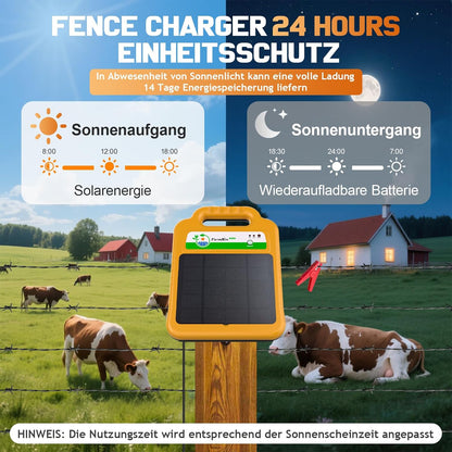Solar Weidezaungerät für 16 KM Reichweite, 0,2J/8KV Elektrischer Zaunladegerät,