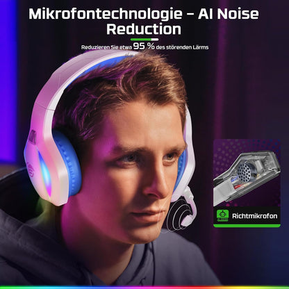 Fachixy  FC100 Gaming Headset für PS4/PS5/PC/Xbox/Nintendo Switch, PS4 Kopfhörer mit Kabel und RGB Licht