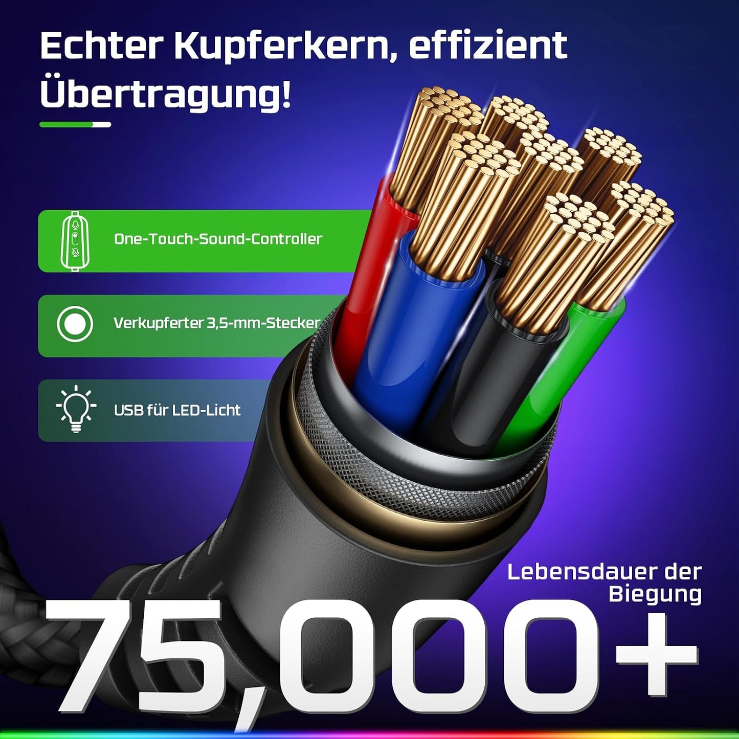Fachixy  FC100 Gaming Headset für PS4/PS5/PC/Xbox/Nintendo Switch, PS4 Kopfhörer mit Kabel und RGB Licht