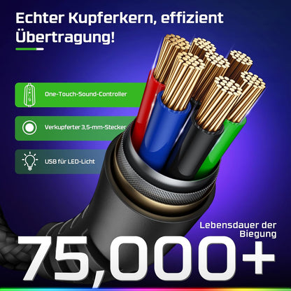 Fachixy  FC100 Gaming Headset für PS4/PS5/PC/Xbox/Nintendo Switch, PS4 Kopfhörer mit Kabel und RGB Licht