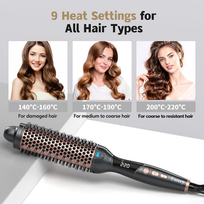 Farery Thermobürste, Thermal Brush, 38mm, Keramik-Turmalin-Ionen-Lockenstabbürste