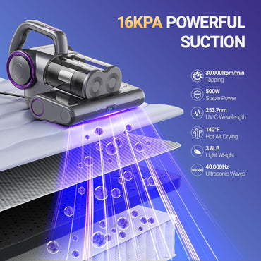 FEPPO Matratzenstaubsauger, 16Kpa mit 2,835.0 g Uv-C Licht  Tragbarer  500 W