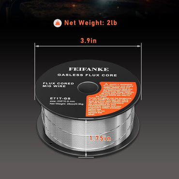 2 X FEIFANKE Fülldraht Ohne Gas 0.9MM, 1KG- E71T-GS Universal Schweißdraht(2 rollen)