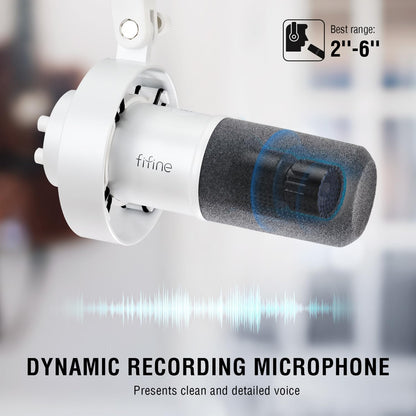FIFINEK688  Studio XLR Dynamisches Mikrofon, USB PC Podcast Mikrofon Weiß