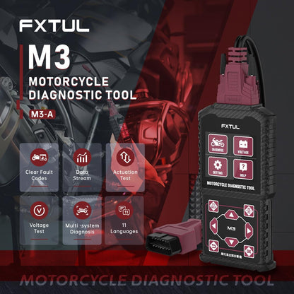 FXTUL M3 Motorrad Diagnosegerät OBD2 Scanner Codeleser für Honda Yamaha Kawasaki 