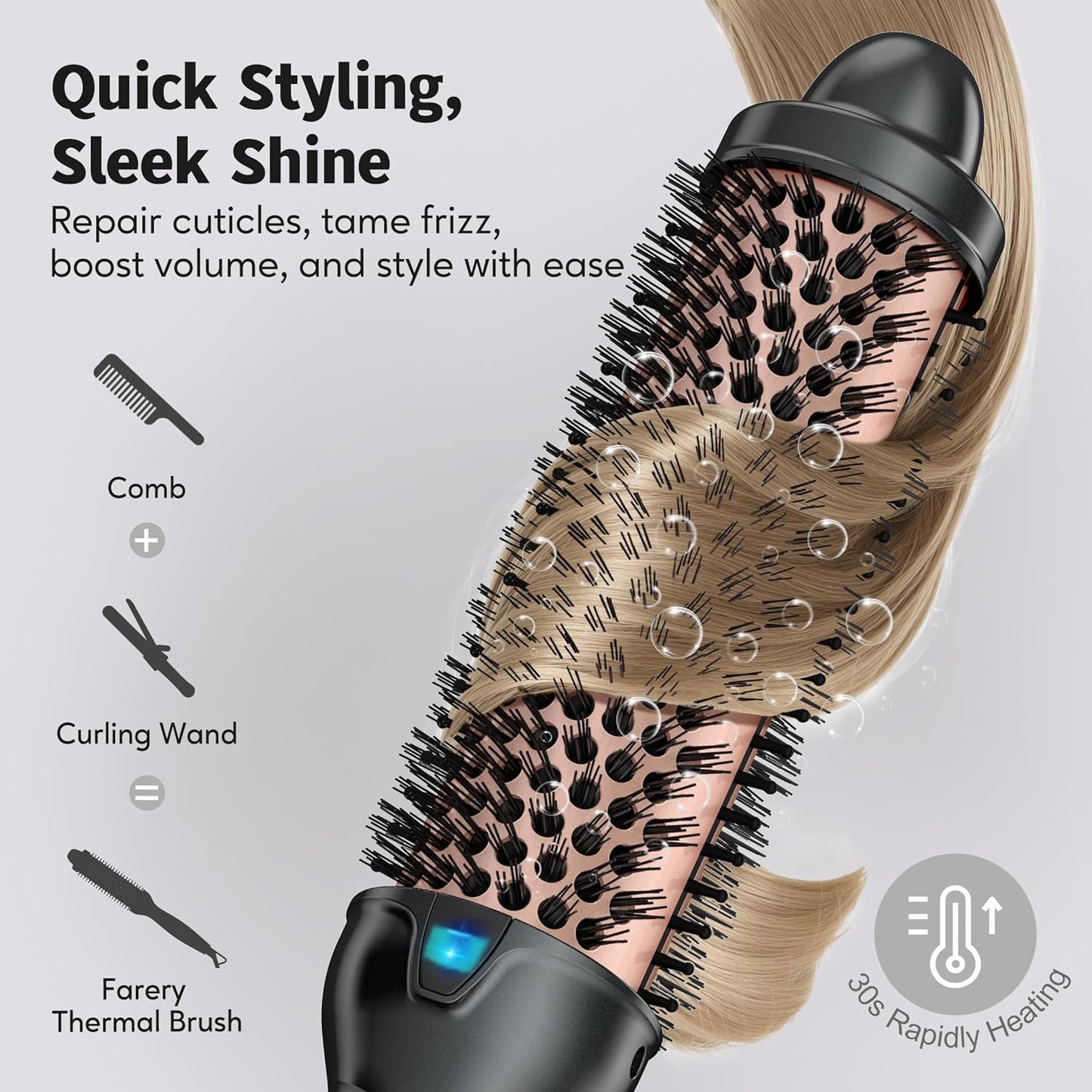 Farery Thermobürste, Thermal Brush, 38mm, Keramik-Turmalin-Ionen-Lockenstabbürste