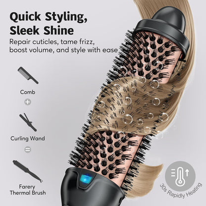 Farery Thermobürste, Thermal Brush, 38mm, Keramik-Turmalin-Ionen-Lockenstabbürste