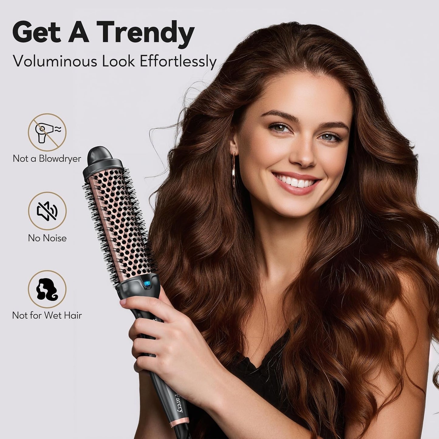 Farery Thermobürste, Thermal Brush, 38mm, Keramik-Turmalin-Ionen-Lockenstabbürste
