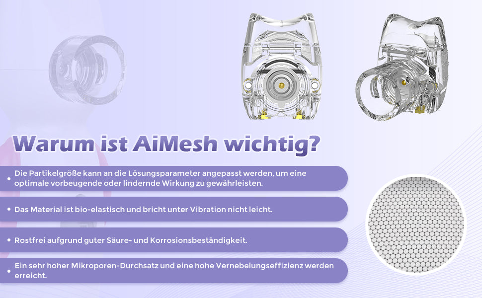 FEELLIFE Inhalationsgerät für Kinder Leiser mesh  Inhalator für Babys Musikfunktion Tragbarer, Leicht & effektiv bei Atemwegserkrankungen 2 Medizinbecher inklusive (Blau)