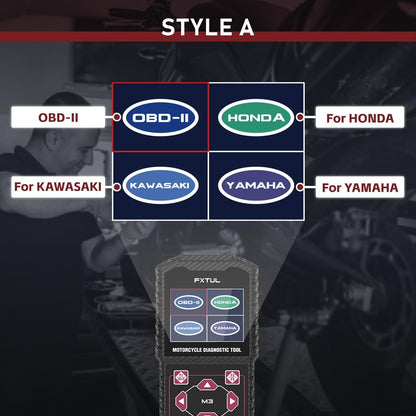 FXTUL M3 Motorrad Diagnosegerät OBD2 Scanner Codeleser für Honda Yamaha Kawasaki 