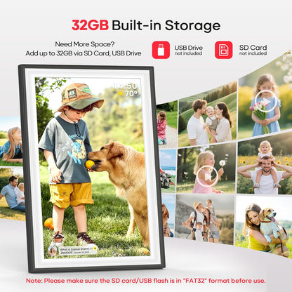 Frameo 10,1 Zoll WiFi Digitaler Bilderrahmen mit 32 GB Speicher, 1280 x 800 IPS