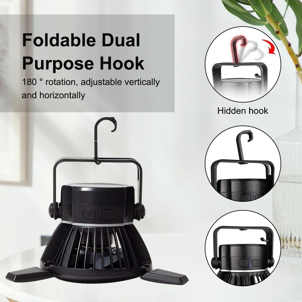 FARYODI Camping Ventilator mit LED Laterne - USB Campingventilator