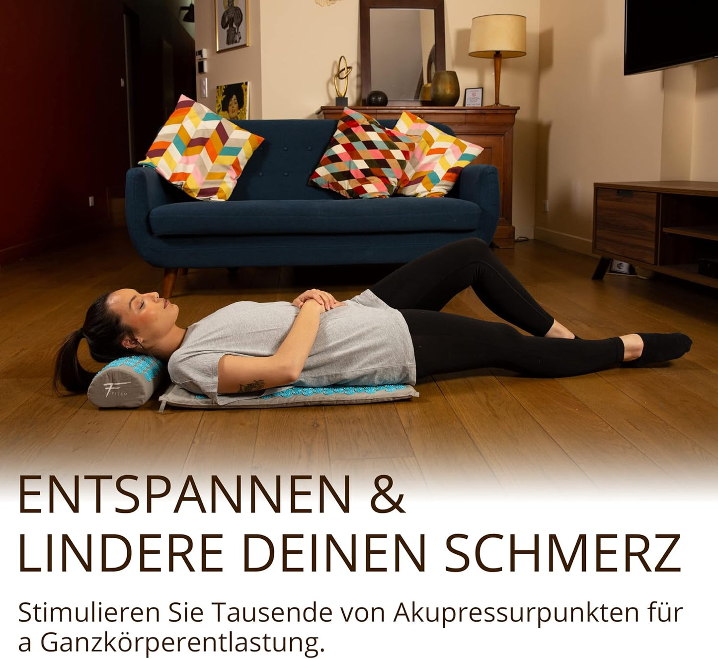 Fitem Akupressur-Set Akupressurmatte Kissen Tasche Massageball (blau-orange)