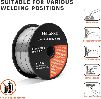 2 X FEIFANKE Fülldraht Ohne Gas 0.9MM, 1KG- E71T-GS Universal Schweißdraht(2 rollen)