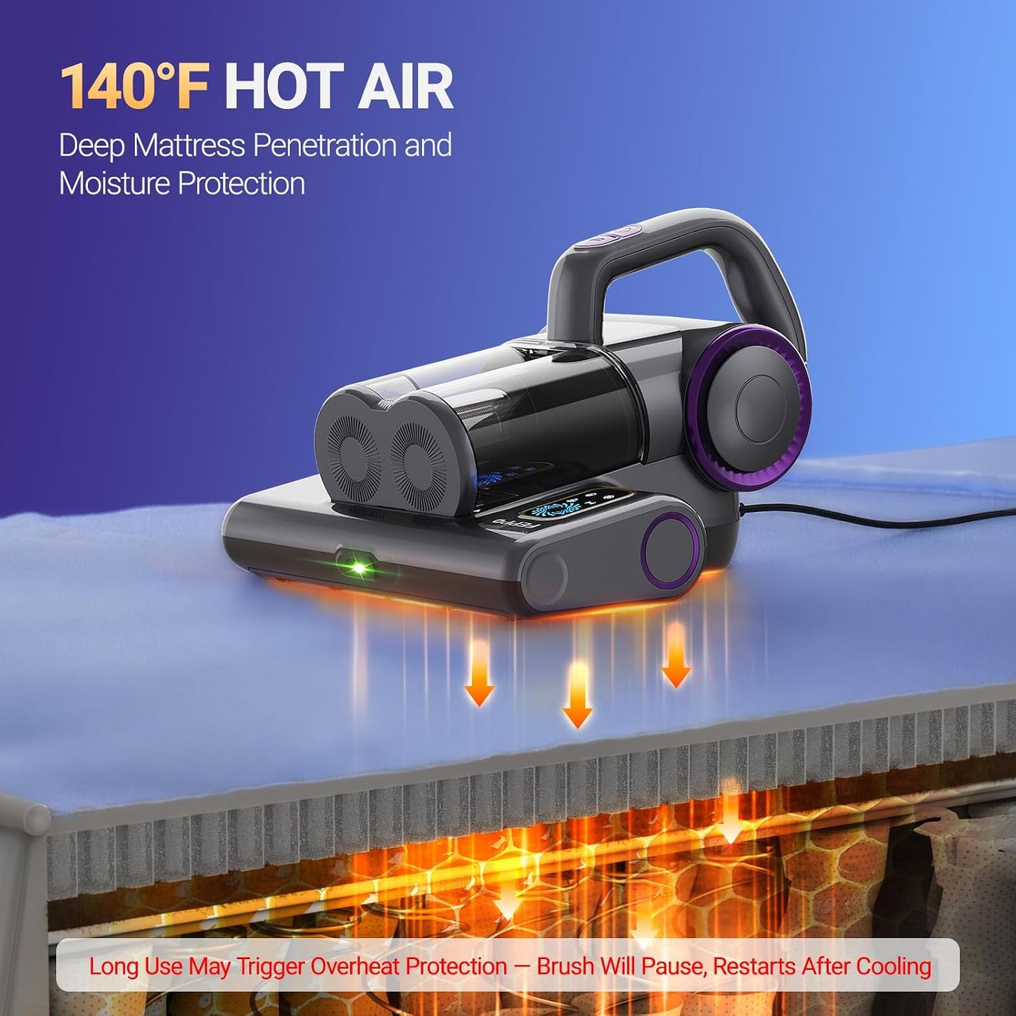 FEPPO Matratzenstaubsauger, 16Kpa mit 2,835.0 g Uv-C Licht  Tragbarer  500 W