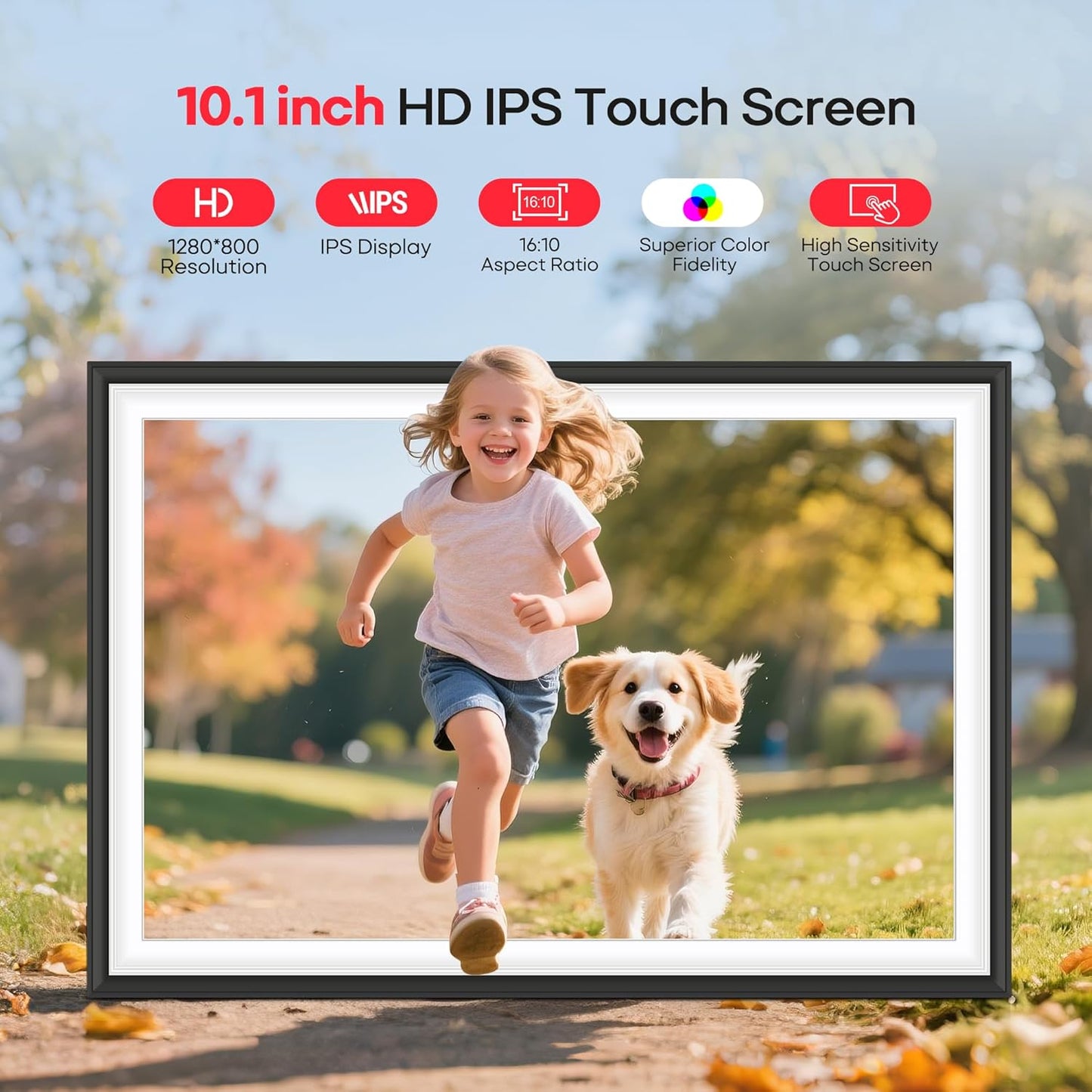 Frameo 10,1 Zoll WiFi Digitaler Bilderrahmen mit 32 GB Speicher, 1280 x 800 IPS