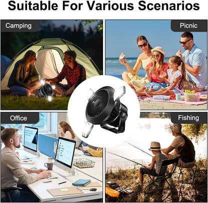 FARYODI Camping Ventilator mit LED Laterne - USB Campingventilator