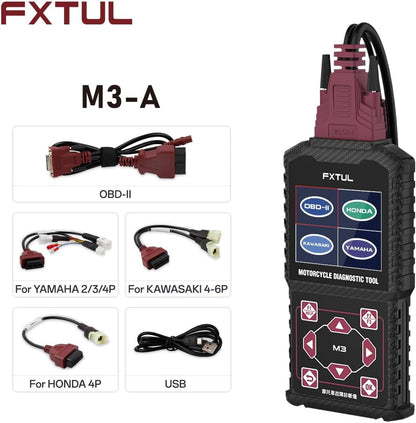 FXTUL M3 Motorrad Diagnosegerät OBD2 Scanner Codeleser für Honda Yamaha Kawasaki 