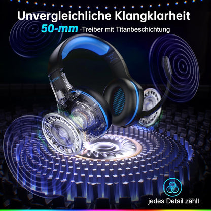 Fachixy FC100 Headset mit Mikrofon, 2,4G Wireless Gaming Headset für PS5,PS4, PC..