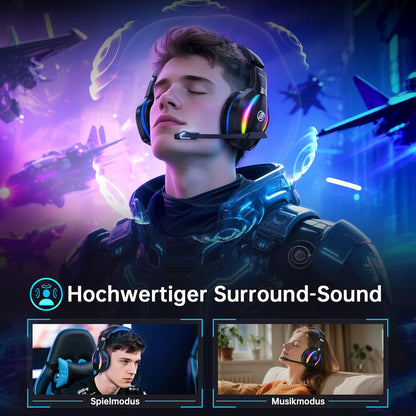 Fachixy FC100 Headset mit Mikrofon, 2,4G Wireless Gaming Headset für PS5,PS4, PC..
