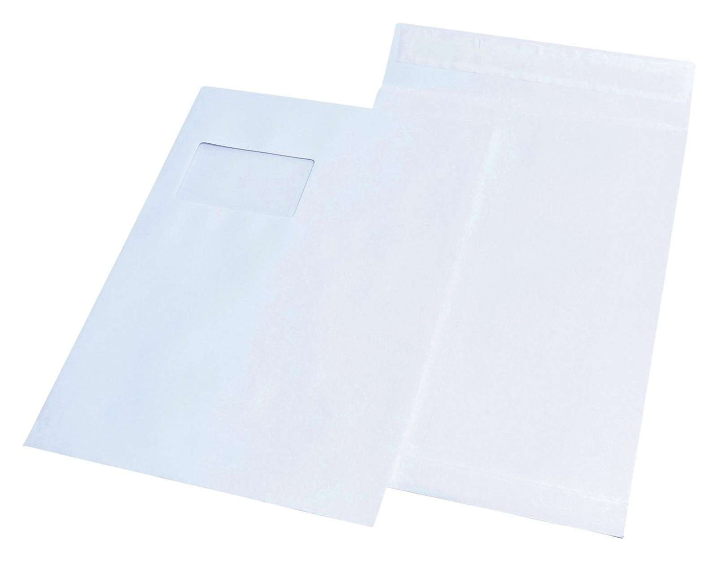 Faltentaschen C4, m. Fenster, mit 20 mm-Falte, 120 g/qm, weiß, 100 St.