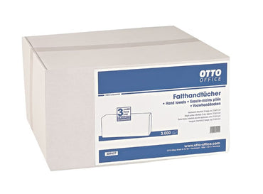 OTTO Office Papierhandtücher  2-lagig, hochweiß, 21 cm x 24 cm aus Zellstoff mit I-Falzung - 3000 Blatt gesamt