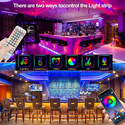 FANYSTD LED-Streifen, 15 m, LED-Streifen, Bluetooth, RGB-Farbwechsel, LED-Lichterkette, 15 m, App-steuerbar, 16 Millionen Farben, Fernbedienung, Synchronisierung mit Musik