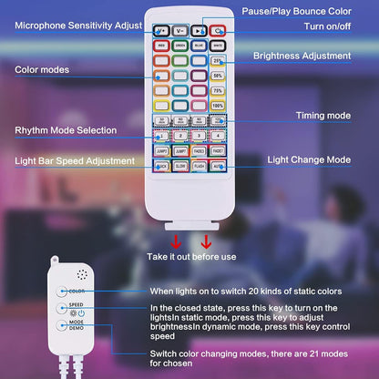 FANYSTD LED-Streifen, 15 m, LED-Streifen, Bluetooth, RGB-Farbwechsel, LED-Lichterkette, 15 m, App-steuerbar, 16 Millionen Farben, Fernbedienung, Synchronisierung mit Musik