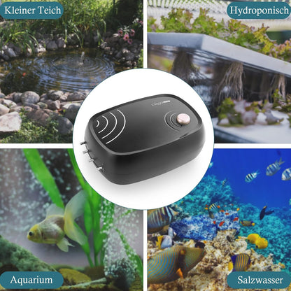FEDOUR 10W leistungsstarke Aquarium-Luftpumpe,4-Ausgänge 1200L/H