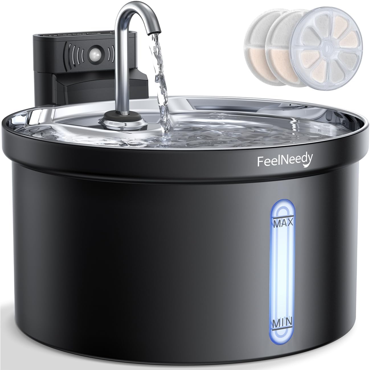 FEELNEEDY  Smart Katzenbrunnen 3,5 l  4000 mAh mit 3 filter Schwarz