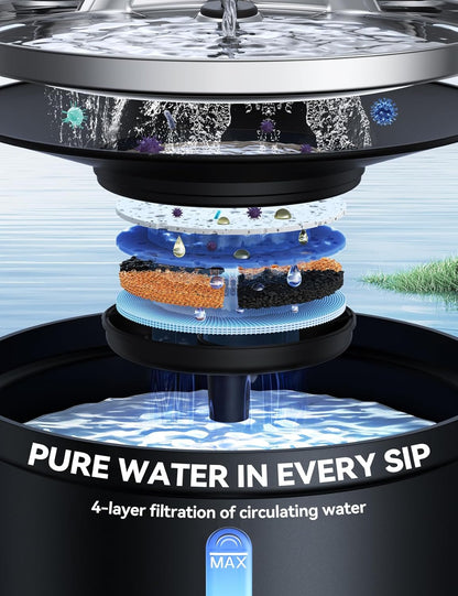FEELNEEDY  Smart Katzenbrunnen 3,5 l  4000 mAh mit 3 filter Schwarz