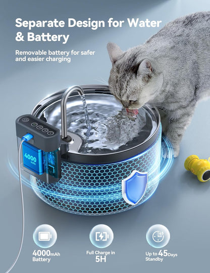 FEELNEEDY  Smart Katzenbrunnen 3,5 l  4000 mAh mit 3 filter Schwarz