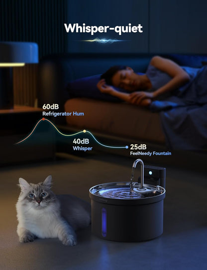 FEELNEEDY  Smart Katzenbrunnen 3,5 l  4000 mAh mit 3 filter Schwarz