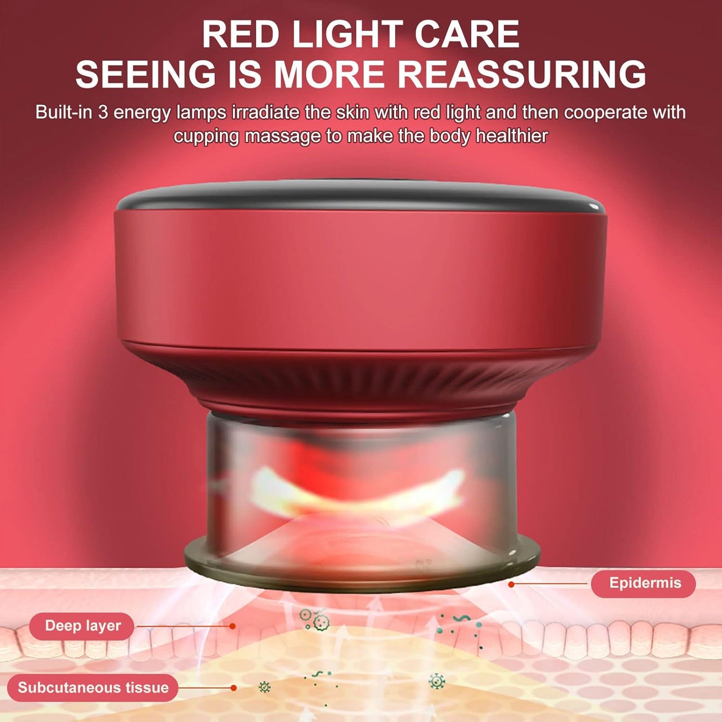 Fanximan Elektrisches Schröpfmassagegerät Schröpftherapie mit 12 Gängen Vakuum Rot