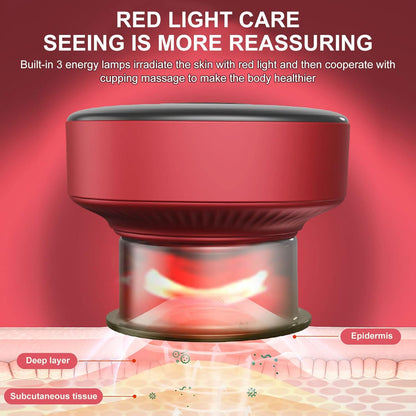 Fanximan Elektrisches Schröpfmassagegerät Schröpftherapie mit 12 Gängen Vakuum Rot