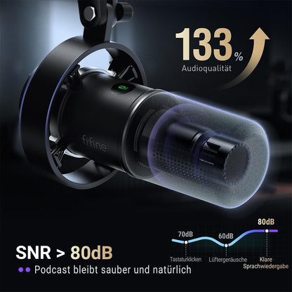 FIFINE K688CT Dynamic Podcast Mikrofon-Set USB/XLR-Mikrofon mit Armmikrofon,Stummschalter