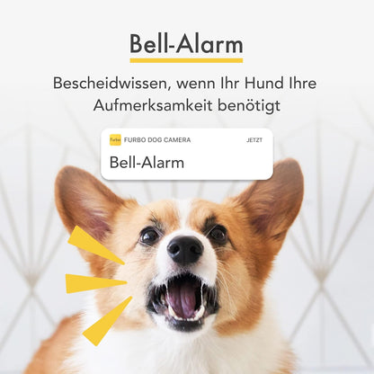 Furbo 360° Hundekamera Haustierkamera mit App, Rotierende 360° Sicht, Farbnachtsicht, Tracking, Leckerliwurf, Bell-Alarm