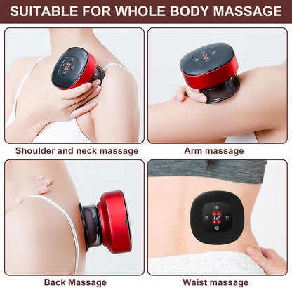 Fanximan Elektrisches Schröpfmassagegerät Schröpftherapie mit 12 Gängen Vakuum Rot