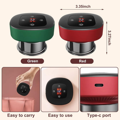 Fanximan Elektrisches Schröpfmassagegerät Schröpftherapie mit 12 Gängen Vakuum Rot