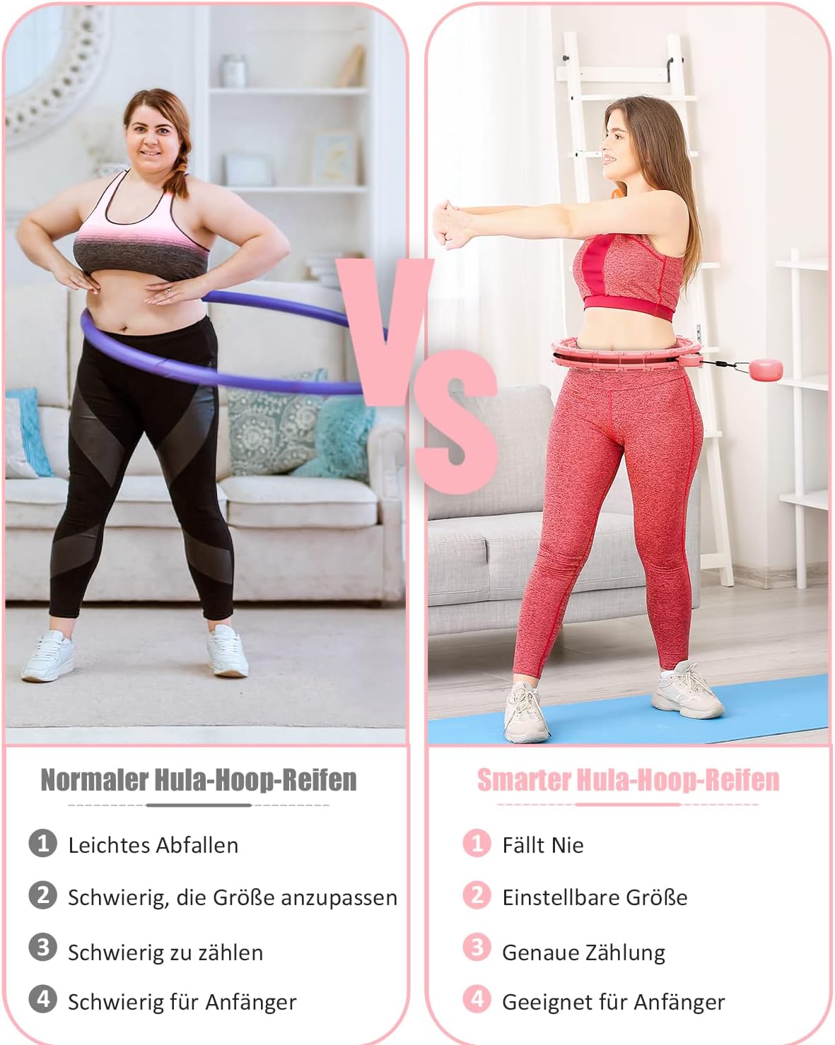 Fivangin Hula Hoop für Erwachsene, Smart Fitnessbänder mit intelligentem Zähler